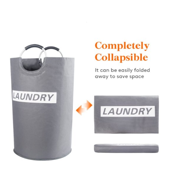 BNIB 82L Large Laundry Basket Collapsible Clothes Hamper Durable  Grey - Picture 5 of 7